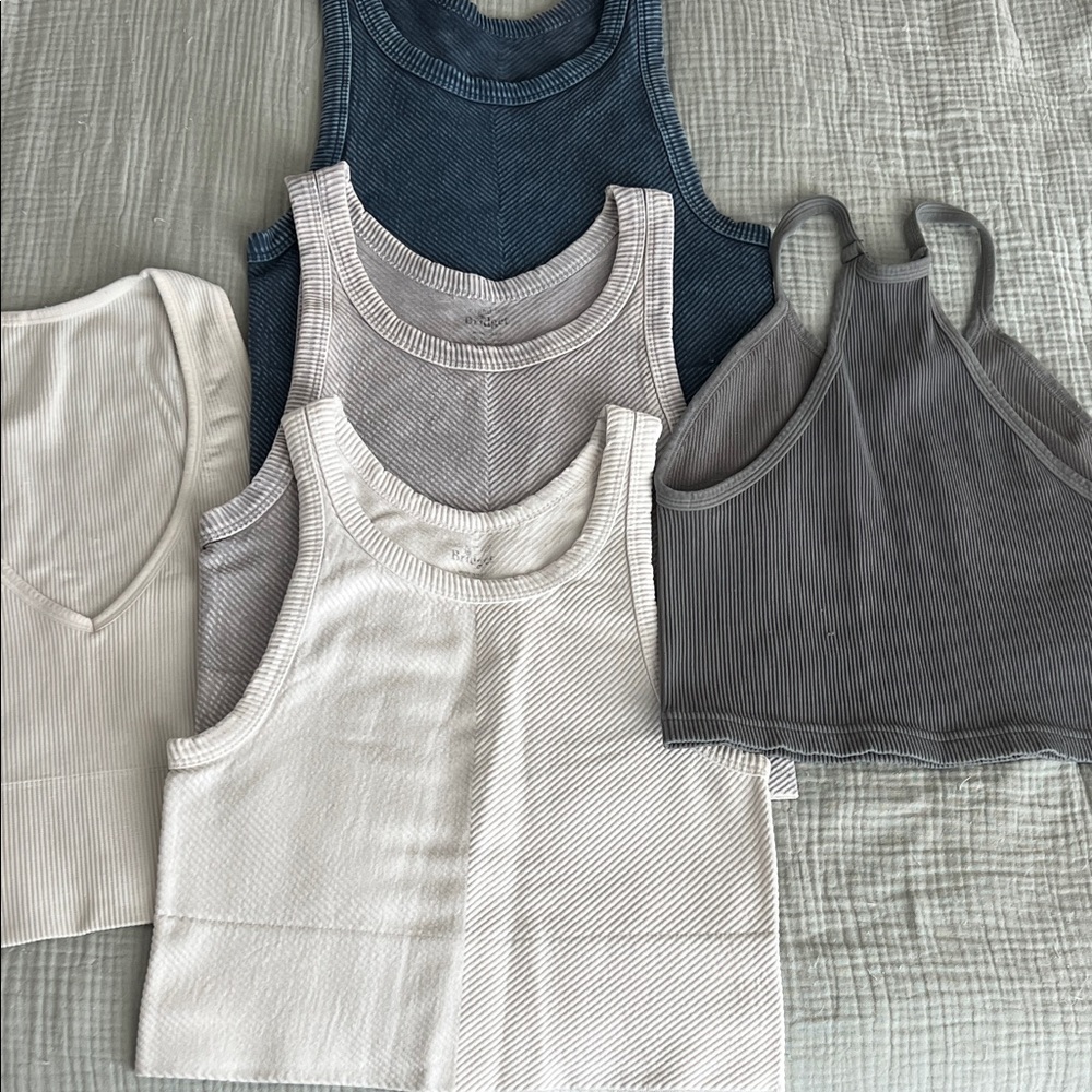 Bridget Assorted Ribbed Tank Tops in Navy, Gray, and White